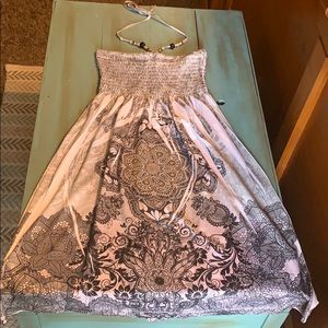 Halter style summer dress.  Beaded neck tie.